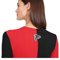 Women's STAUD Black/Red Atlanta Falcons Shoko Knit Button-Up Sweater Dress