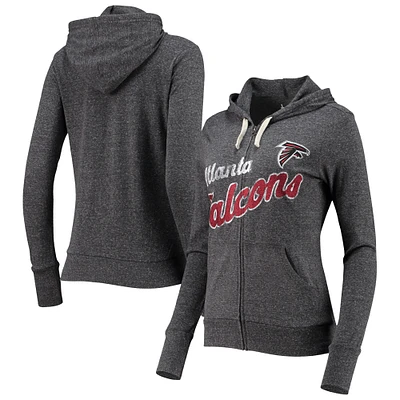 Veste à capuche en trois mélanges entièrement zippée pour femme Atlanta Falcons All American Touch noire