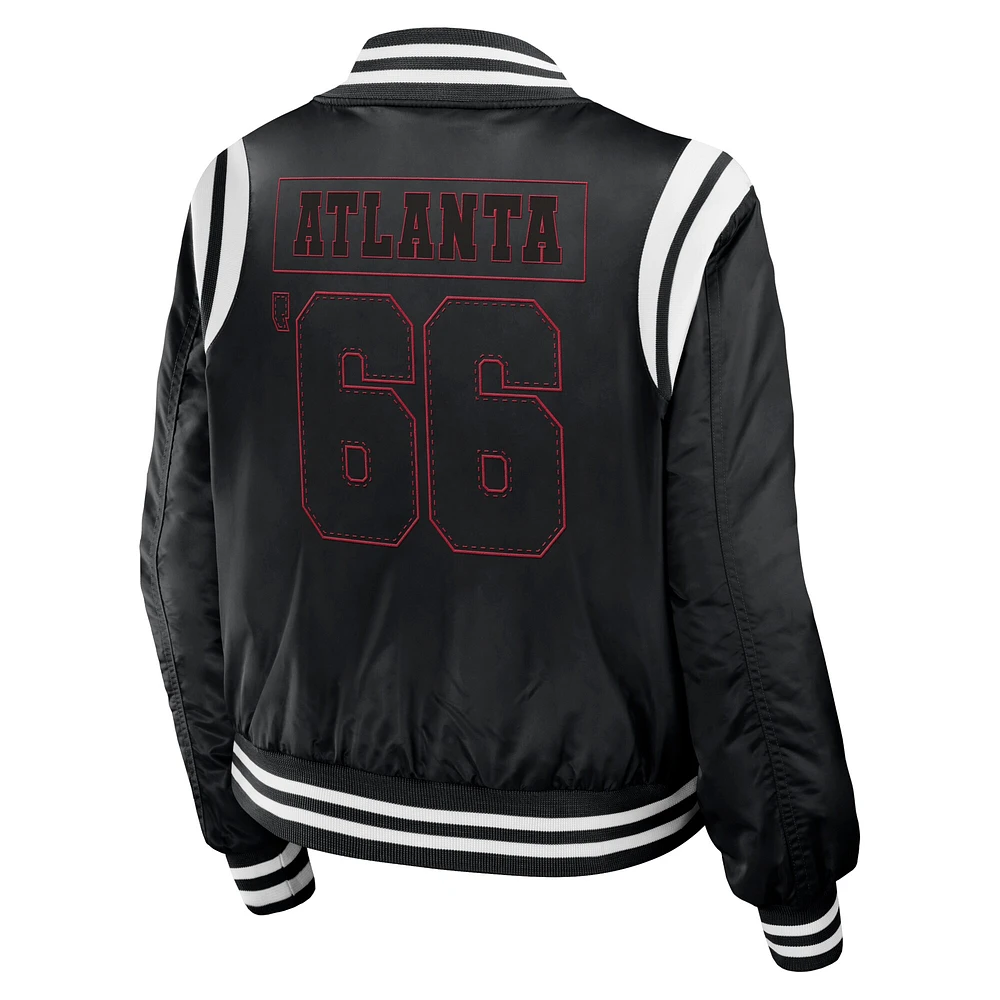 Veste bomber entièrement zippée noire WEAR by Erin Andrews pour femme des Atlanta Falcons