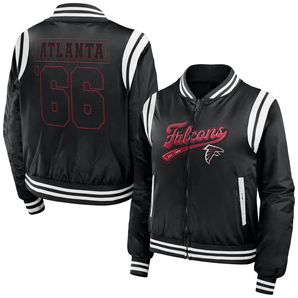 Veste bomber entièrement zippée noire WEAR by Erin Andrews pour femme des Atlanta Falcons