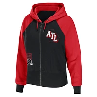 Women's WEAR by Erin Andrews Black Atlanta Falcons Colorblock Lightweight Full-Zip Hoodie