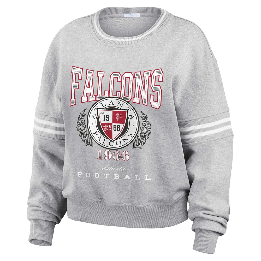 Women's WEAR by Erin Andrews Heather Gray Atlanta Falcons Cropped Pullover Sweatshirt