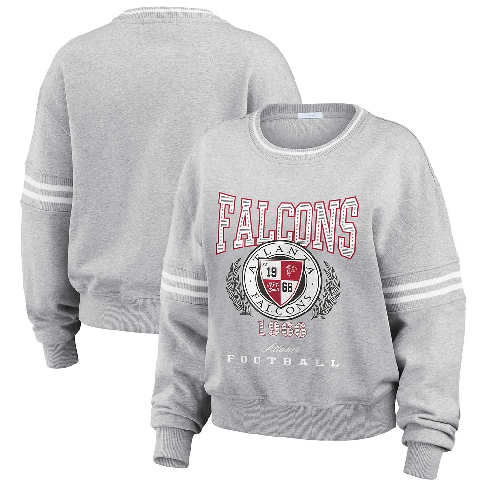 Women's WEAR by Erin Andrews Heather Gray Atlanta Falcons Cropped Pullover Sweatshirt