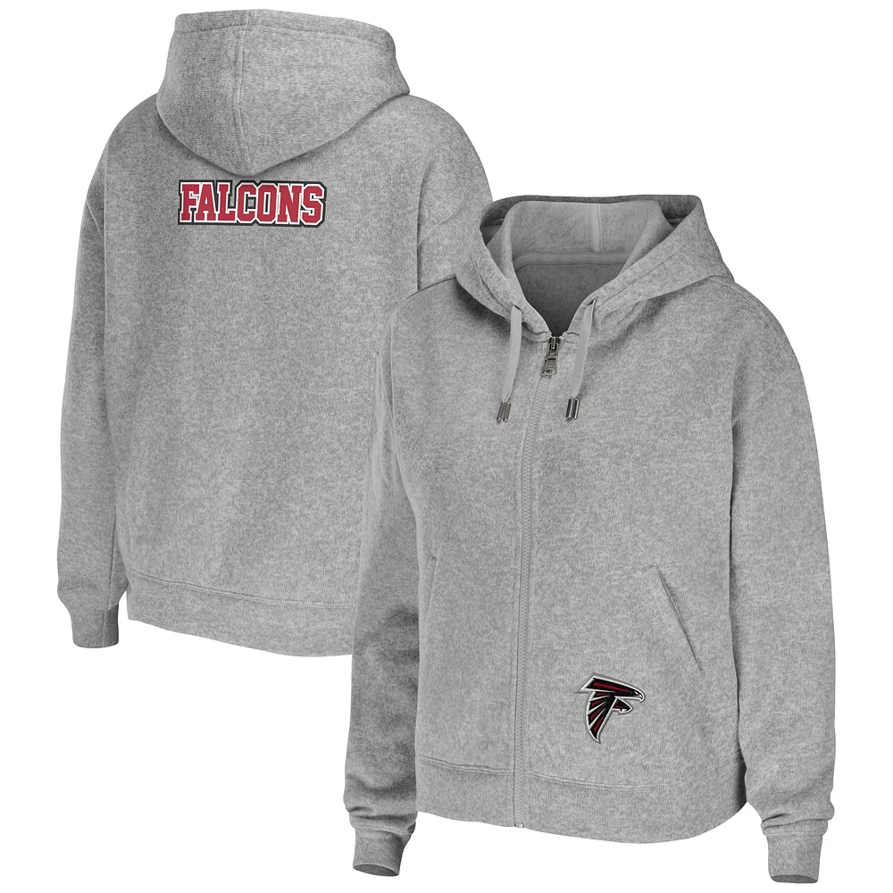 Sweat à capuche entièrement zippé gris chiné pour femme WEAR by Erin Andrews des Falcons d'Atlanta