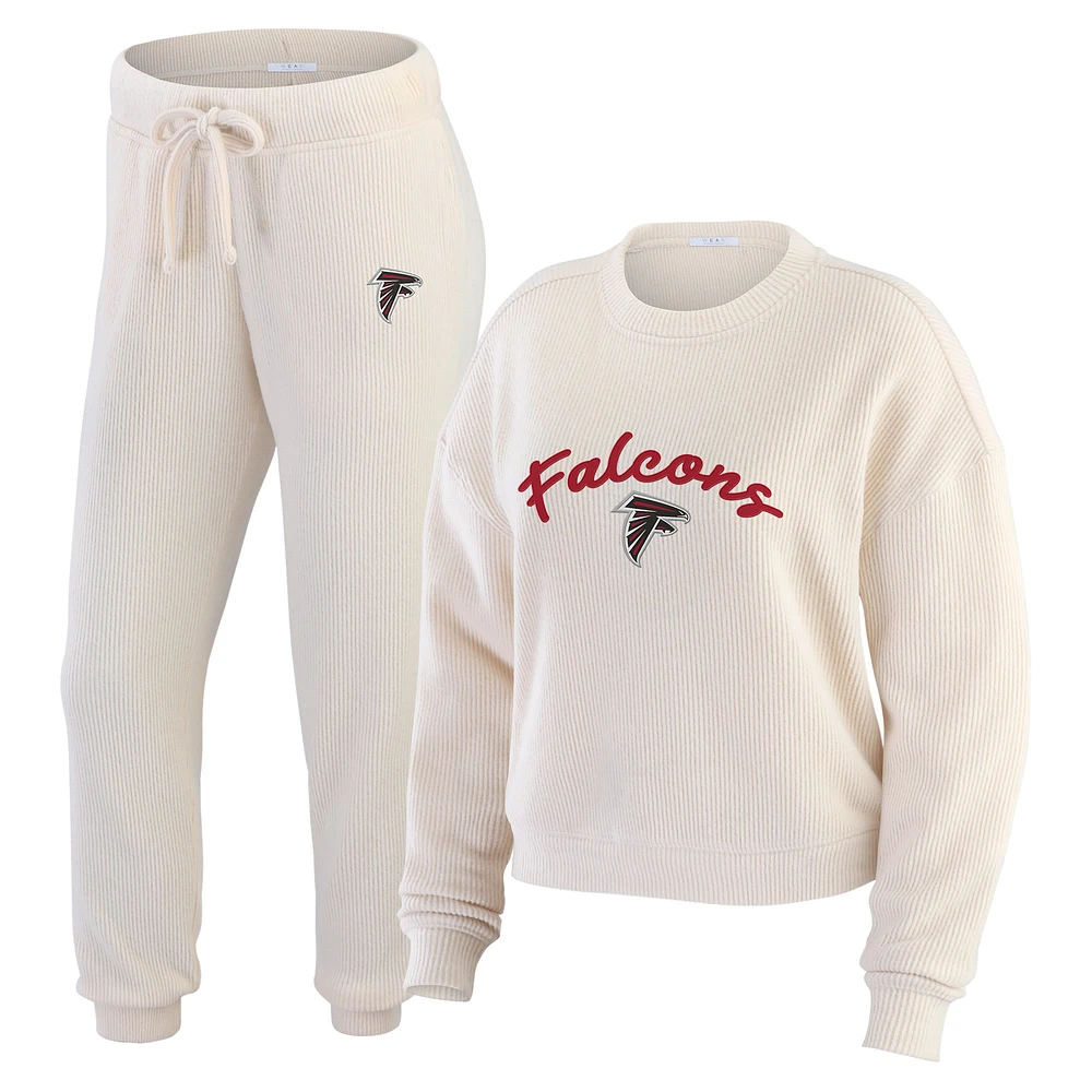 Ensemble de détente pour femme WEAR by Erin Andrews composé d'un t-shirt à manches longues et pantalon en tricot côtelé Oatmeal Atlanta Falcons