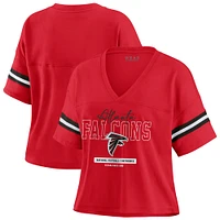 T-shirt court à col en V et blocs de couleurs rouge pour femme WEAR by Erin Andrews des Falcons d'Atlanta