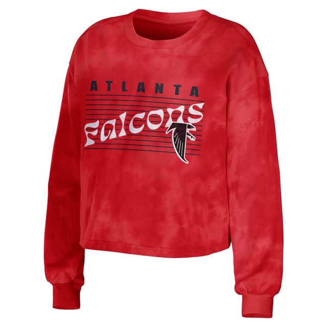 WEAR by Erin Andrews Ensemble de salon rouge avec sweat-shirt court et short tie-dye des Falcons d'Atlanta pour femmes