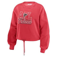 Women's WEAR by Erin Andrews Red Atlanta Falcons Washed Fleece Long Sleeve T-Shirt & Shorts Lounge Set