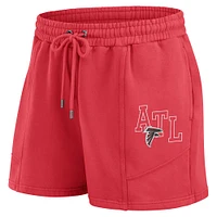 Women's WEAR by Erin Andrews Red Atlanta Falcons Washed Fleece Long Sleeve T-Shirt & Shorts Lounge Set