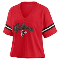 Women's WEAR by Erin Andrews Scarlet/White Atlanta Falcons Plus Color Block Boxy T-Shirt