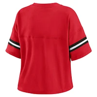 Women's WEAR by Erin Andrews Scarlet/White Atlanta Falcons Plus Color Block Boxy T-Shirt