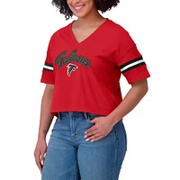 Women's WEAR by Erin Andrews Scarlet/White Atlanta Falcons Plus Color Block Boxy T-Shirt