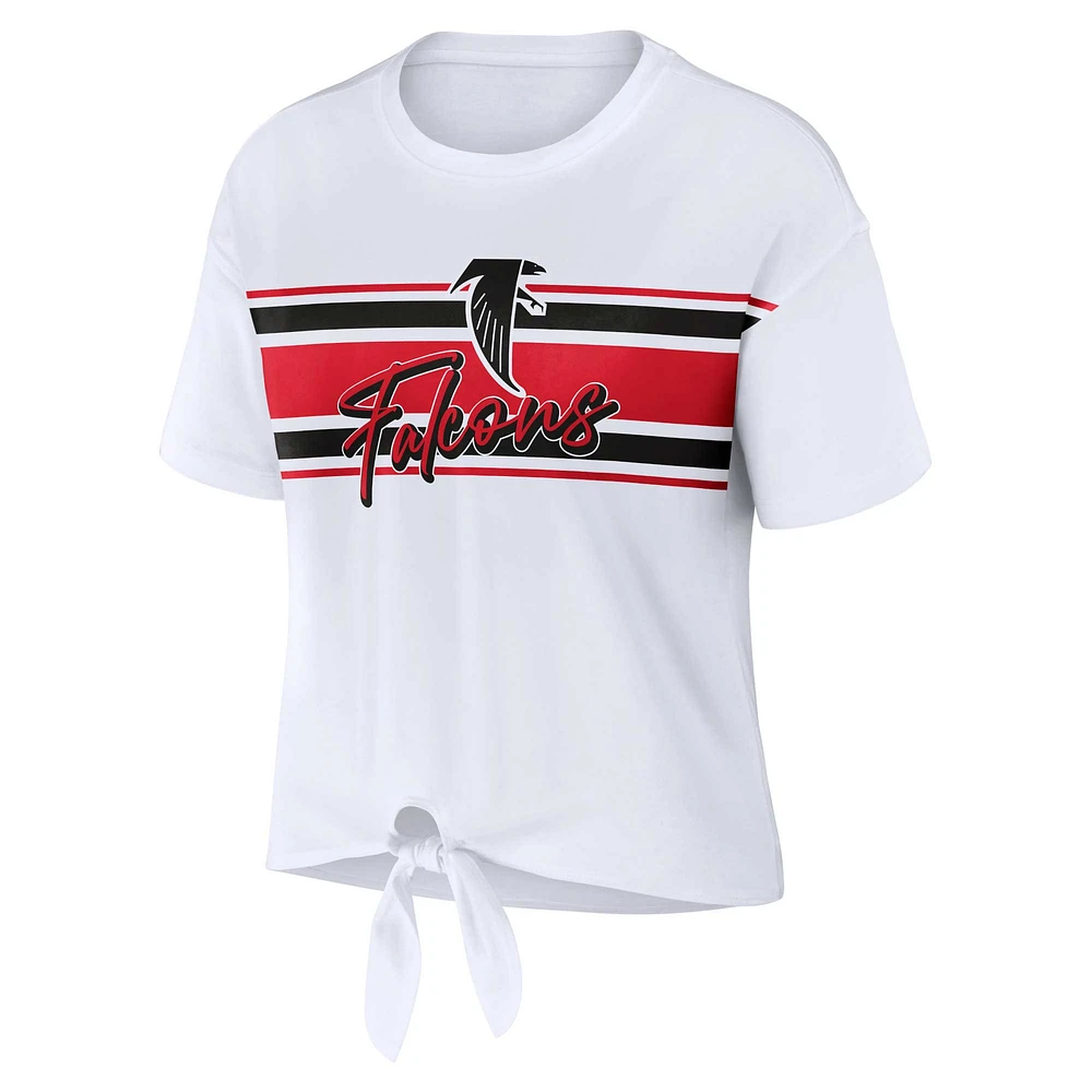 T-shirt rétro à nouer devant blanc des Falcons d'Atlanta pour femme WEAR by Erin Andrews