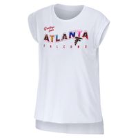 Women's WEAR by Erin Andrews White Atlanta Falcons Greetings From Muscle T-Shirt