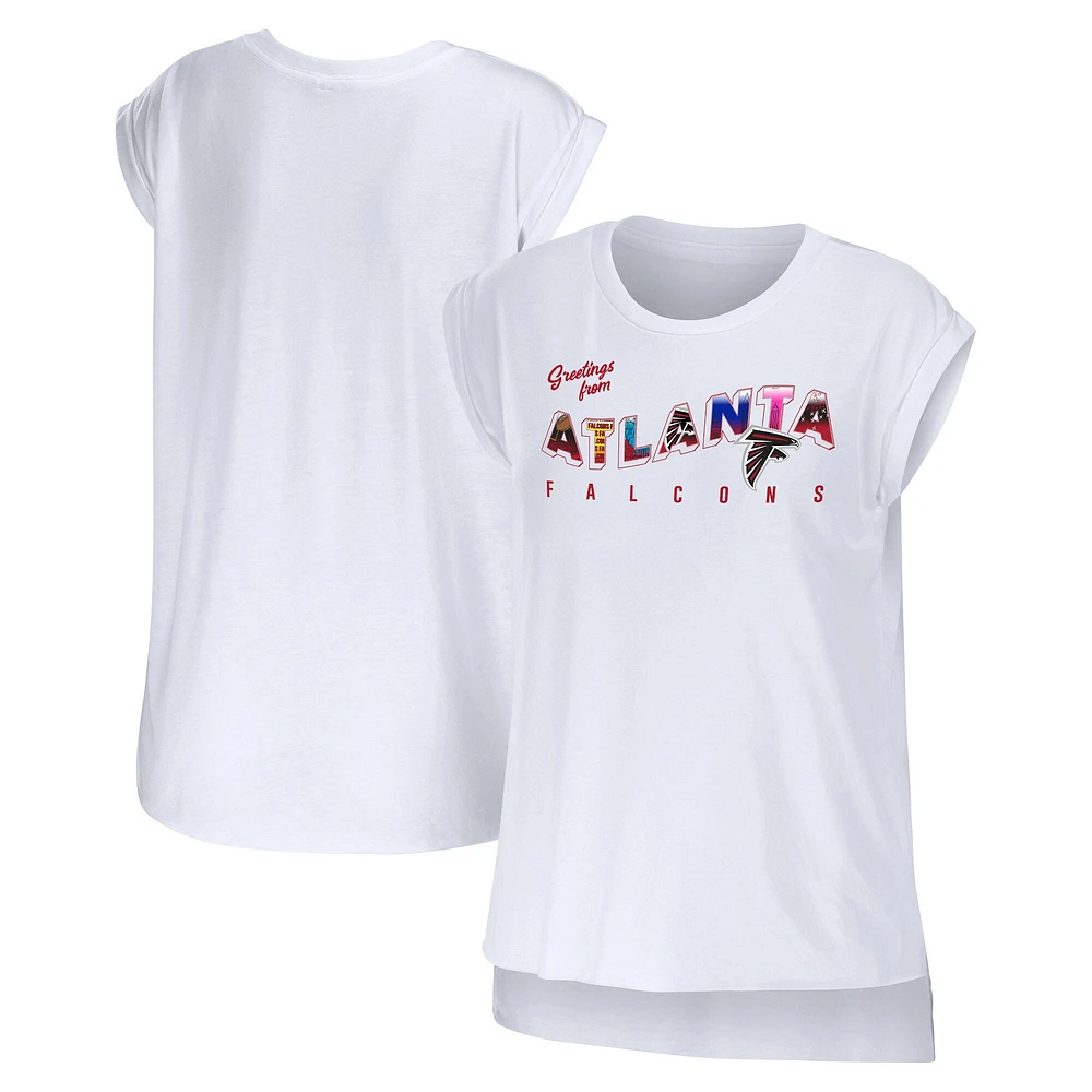 WEAR by Erin Andrews T-shirt blanc des Falcons d'Atlanta Salutations de Muscle pour femmes