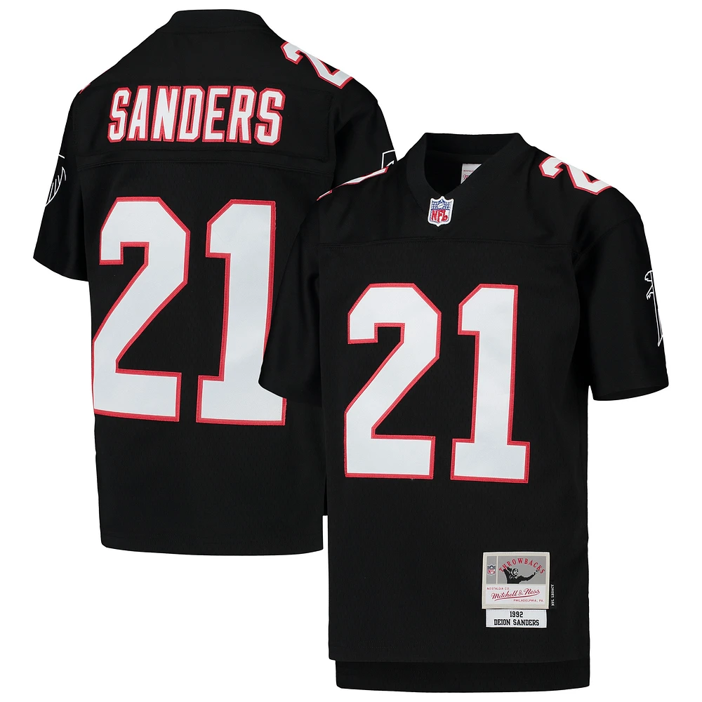 Jeunes Mitchell & Ness Deion Sanders Noir Atlanta Falcons 1992 Legacy Joueur à la retraite Maillot