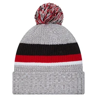 Bonnet en tricot à revers Atlanta Falcons New Era gris chiné pour jeune avec pompon