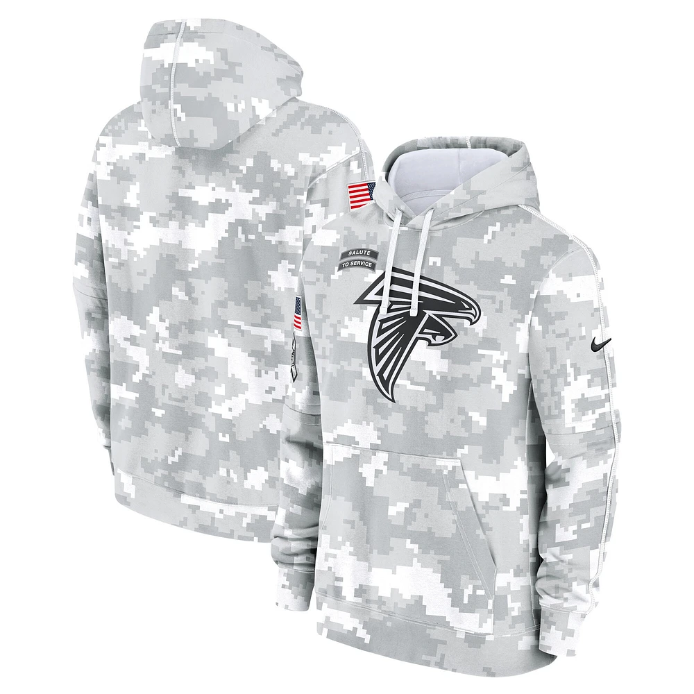 Youth Nike White/Gray Atlanta Falcons 2024 Salute To Service Pullover Hoodie
