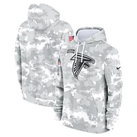 Youth Nike White/Gray Atlanta Falcons 2024 Salute To Service Pullover Hoodie