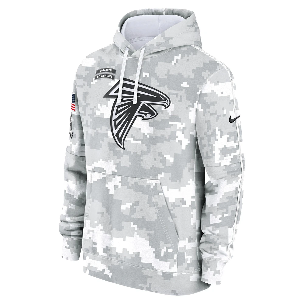 Youth Nike White/Gray Atlanta Falcons 2024 Salute To Service Pullover Hoodie