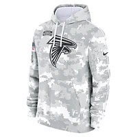 Youth Nike White/Gray Atlanta Falcons 2024 Salute To Service Pullover Hoodie