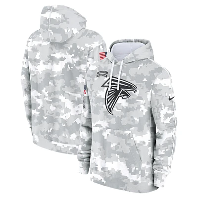 Youth Nike White/Gray Atlanta Falcons 2024 Salute To Service Pullover Hoodie