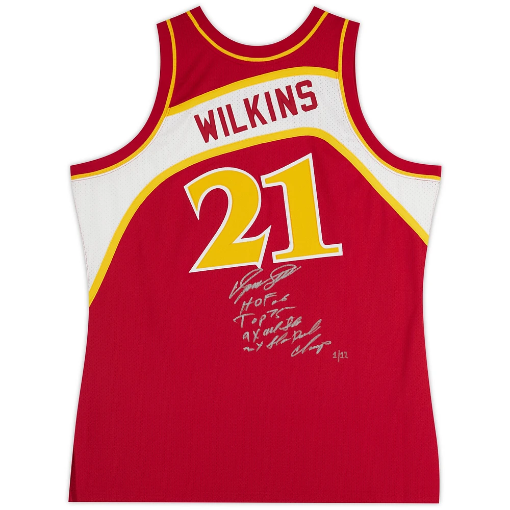 Dominique Wilkins Atlanta Hawks Autographed Mitchell & Ness 1986-87 Red Authentic Jersey with Multiple Inscriptions - Limited Edition #1/12
