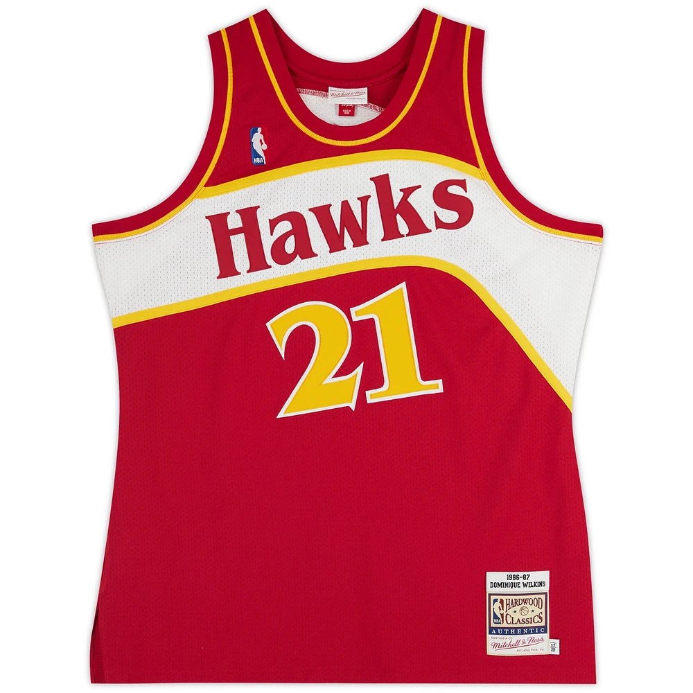 Dominique Wilkins Atlanta Hawks Autographed Mitchell & Ness 1986-87 Red Authentic Jersey with Multiple Inscriptions - Limited Edition #12/12