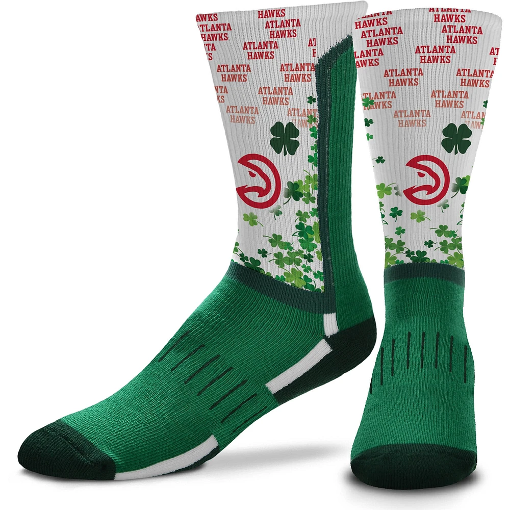 For Bare Feet Atlanta Hawks Four Leaf St. Patrick's Day V-Curve Crew Socks