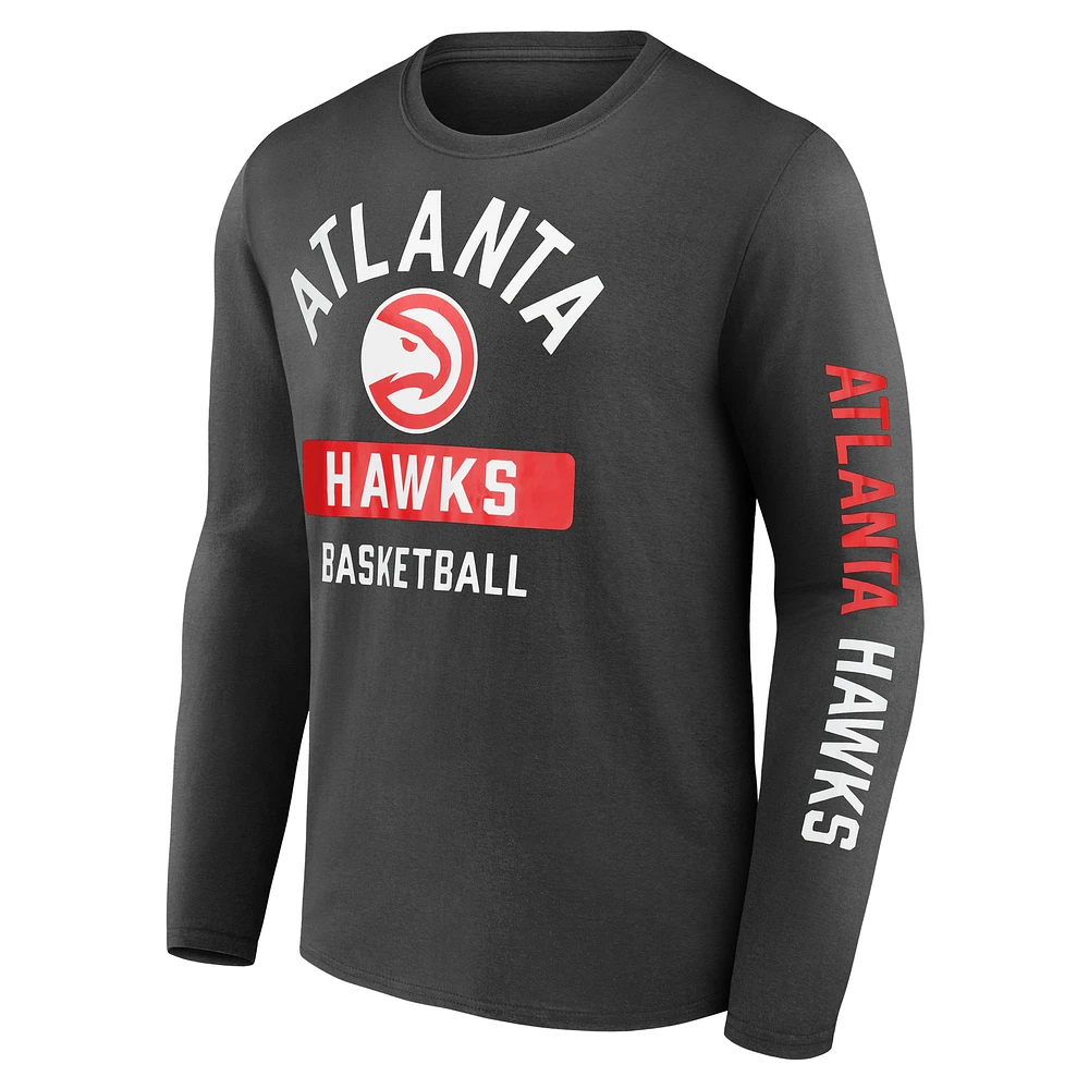T-shirt à manches longues Fanatics pour hommes Atlanta Hawks noir