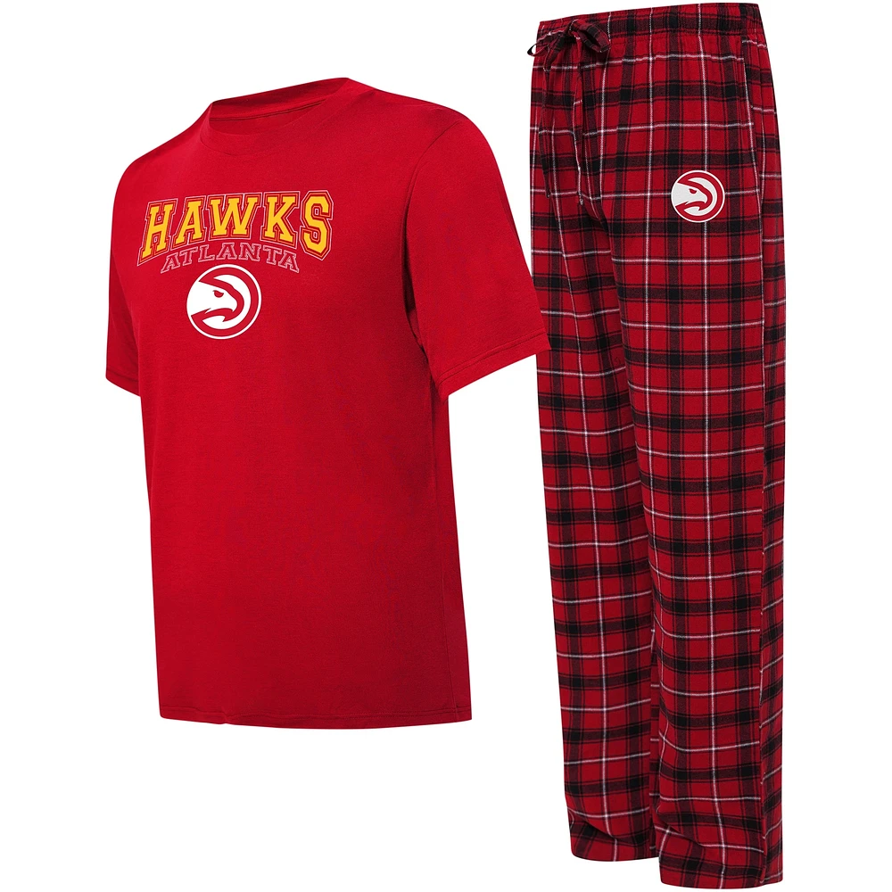 Ensemble de nuit t-shirt et pantalon pyjama College Concepts pour hommes, rouge/noir, Atlanta Hawks Arctic