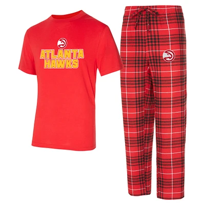 Ensemble de nuit pour homme avec t-shirt et pantalon en flanelle Concepts Sport rouge/noir Atlanta Hawks Vector