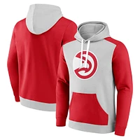 Men's Fanatics Gray/Red Atlanta Hawks Arctic Colorblock Pullover Hoodie