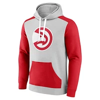 Men's Fanatics Gray/Red Atlanta Hawks Arctic Colorblock Pullover Hoodie