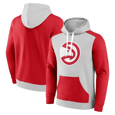 Men's Fanatics Gray/Red Atlanta Hawks Arctic Colorblock Pullover Hoodie
