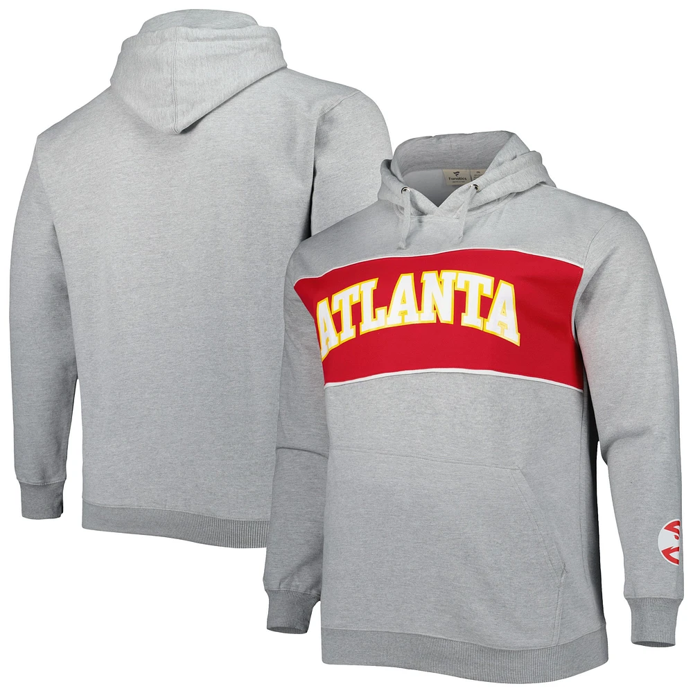 Sweat à capuche Fanatics Heather Grey Atlanta Hawks Big & Tall pour hommes