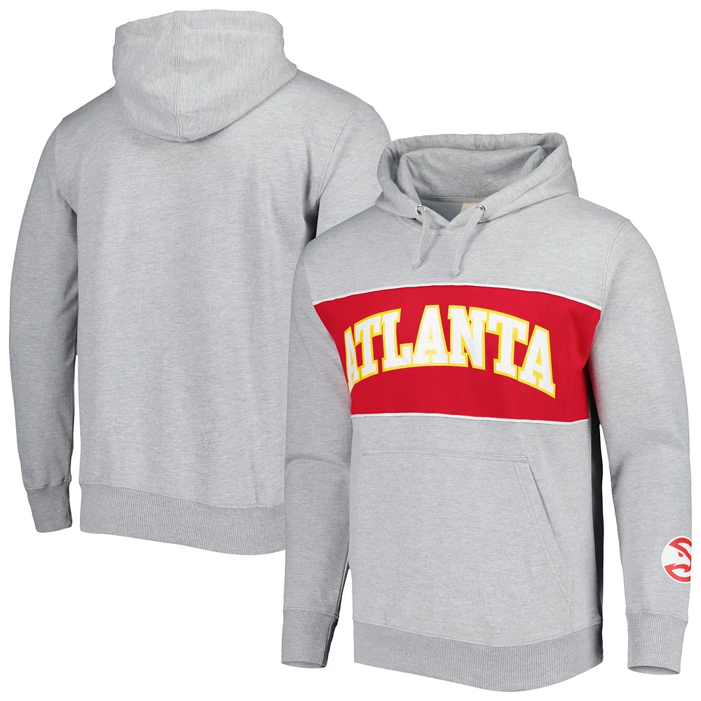 Sweat à capuche Fanatics Heather Grey Atlanta Hawks Wordmark French Terry pour hommes