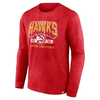 T-shirt à manches longues Fanatics Heather Red Atlanta Hawks Front Court Press Snow Wash pour hommes