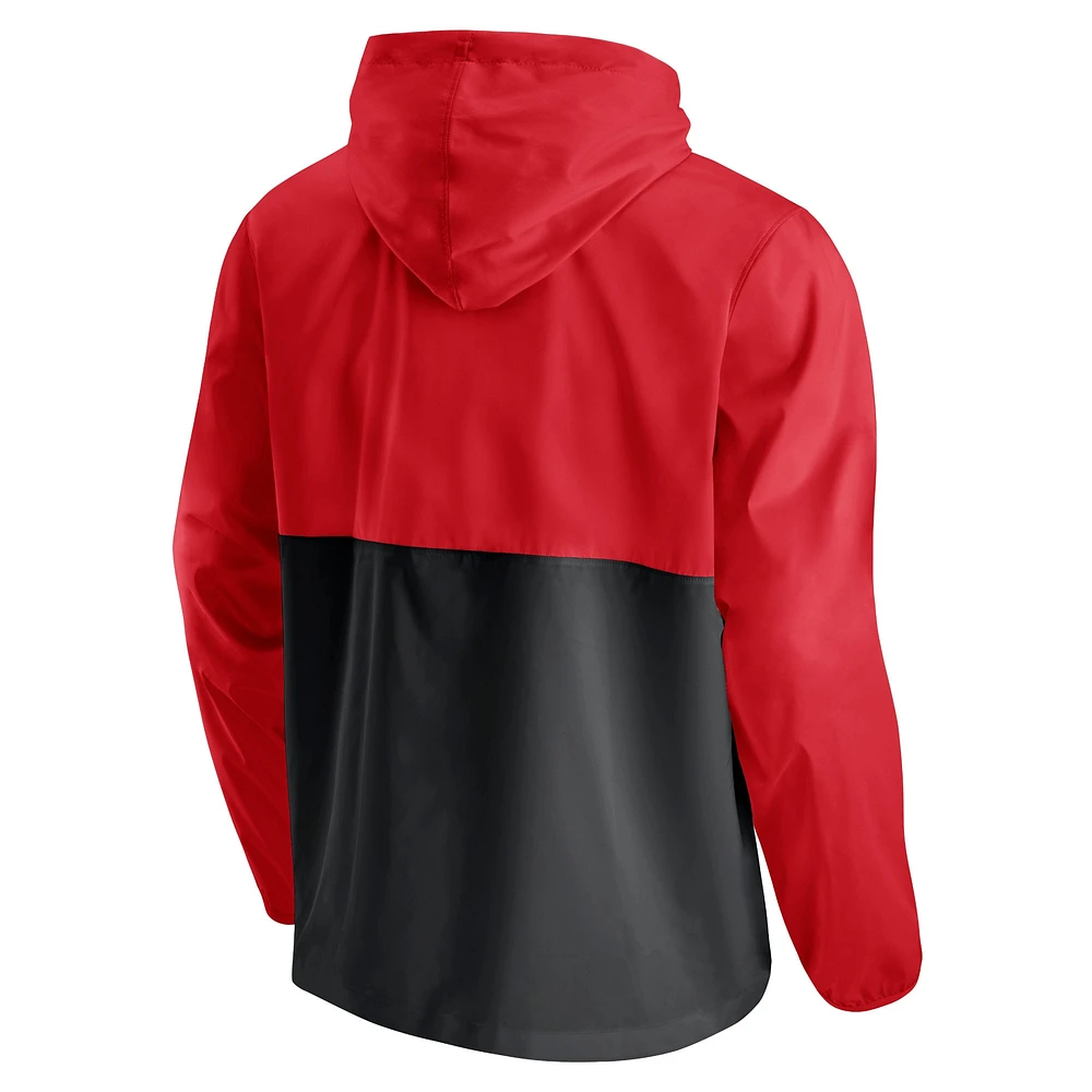 Veste à capuche coupe-vent demi-zippée Anorak Atlanta Hawks Fanatics rouge/noir pour hommes