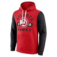 Sweat à capuche color block Fanatics pour hommes rouge/noir Atlanta Hawks Attack
