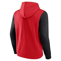 Sweat à capuche color block Fanatics pour hommes rouge/noir Atlanta Hawks Attack