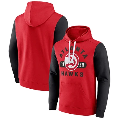 Sweat à capuche color block Fanatics pour hommes rouge/noir Atlanta Hawks Attack