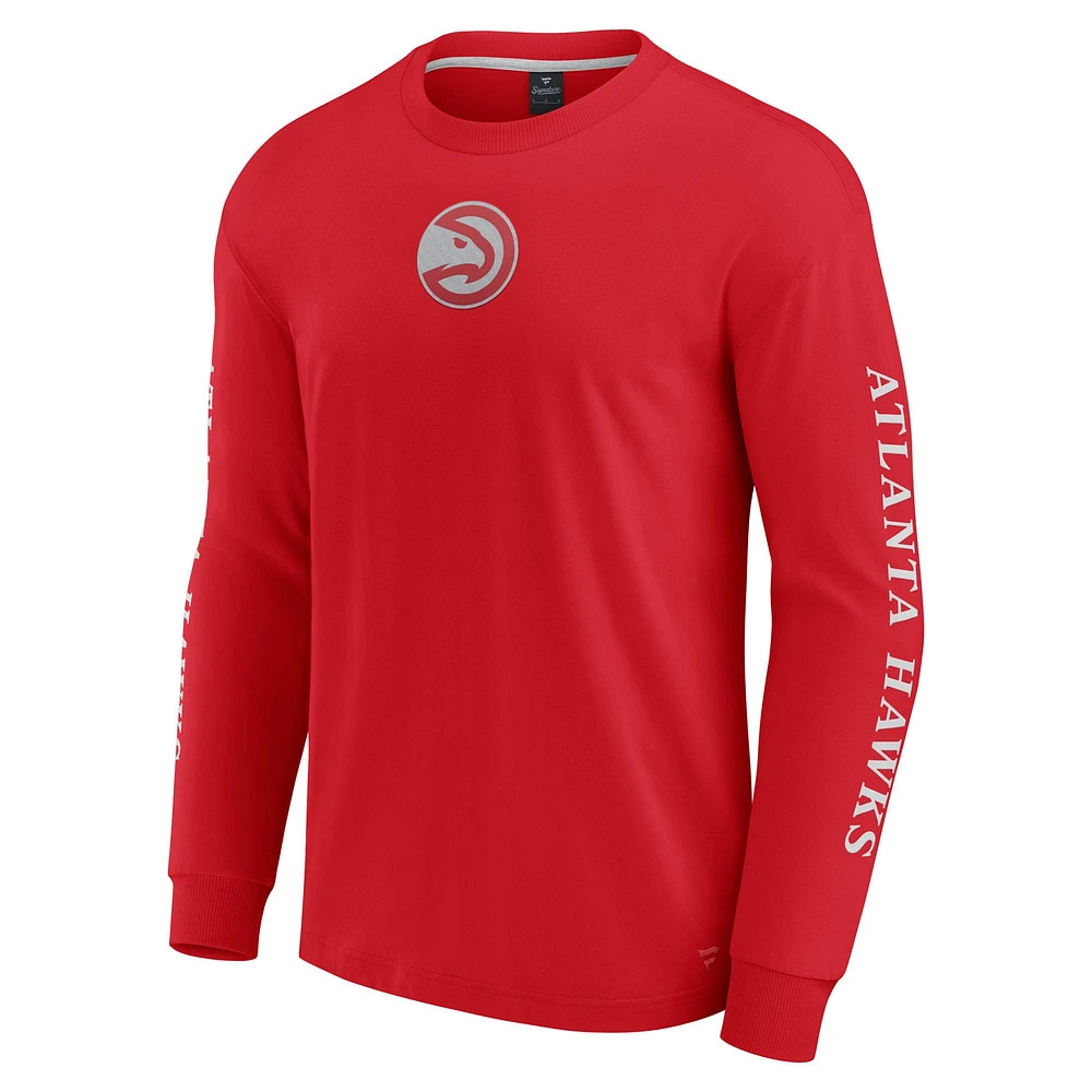 Men's Fanatics Red Atlanta Hawks Elements Strive Long Sleeve T-Shirt