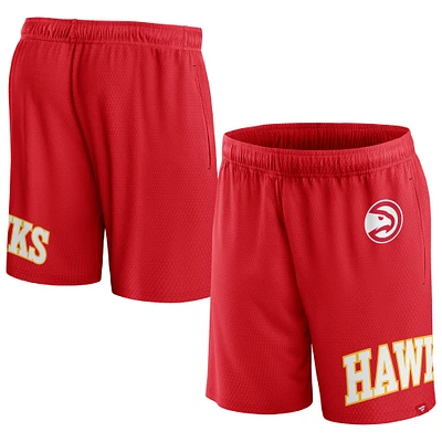 Short en maille à lancer franc Fanatics pour hommes, rouge, Atlanta Hawks