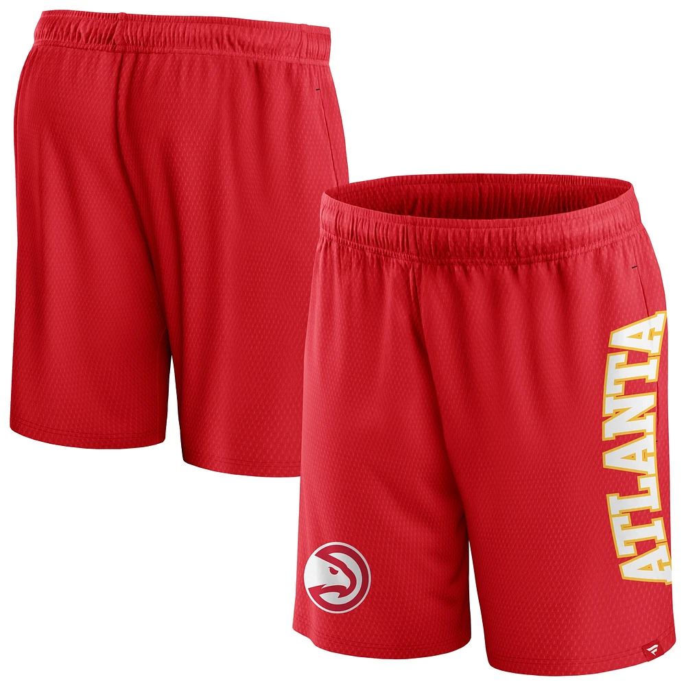 Short en maille rouge Fanatics Atlanta Hawks Post Up pour hommes