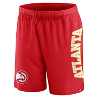 Short en maille rouge Fanatics Atlanta Hawks Post Up pour hommes