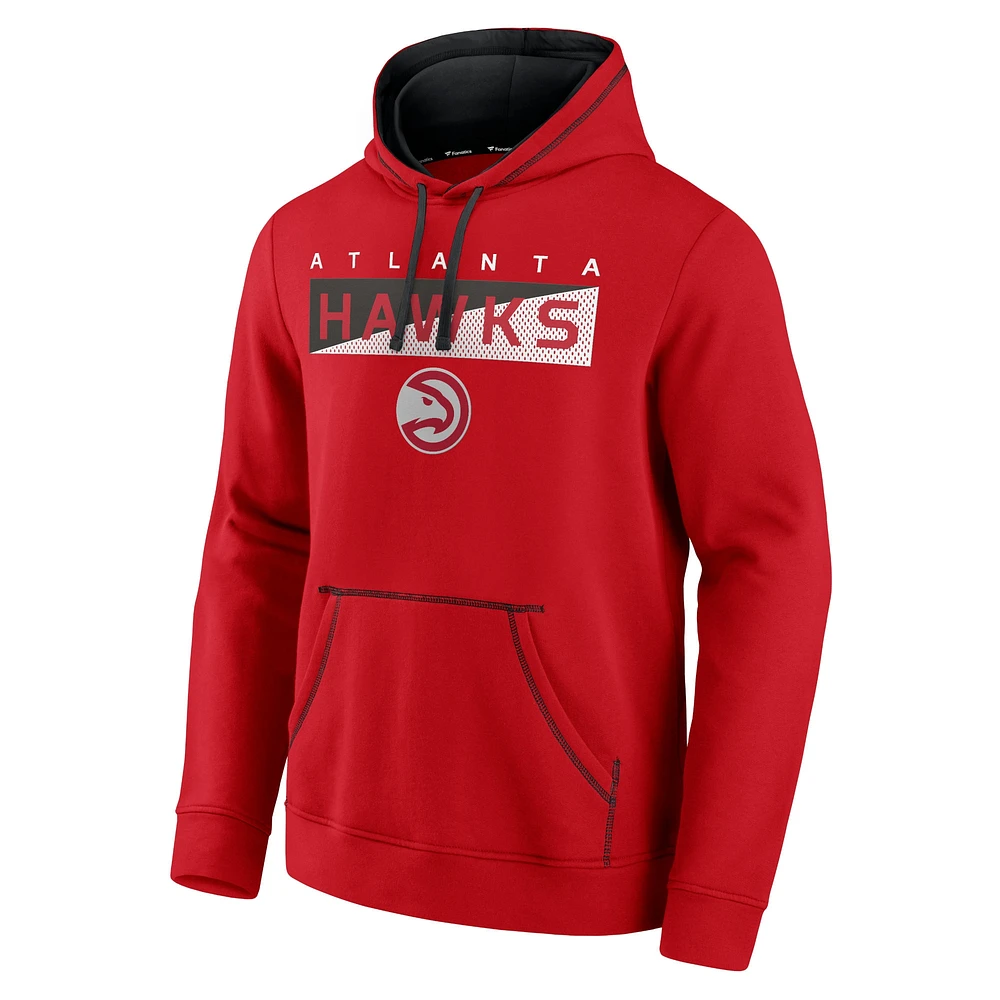 Men's Fanatics Red Atlanta Hawks Split the Crowd - Pullover Hoodie