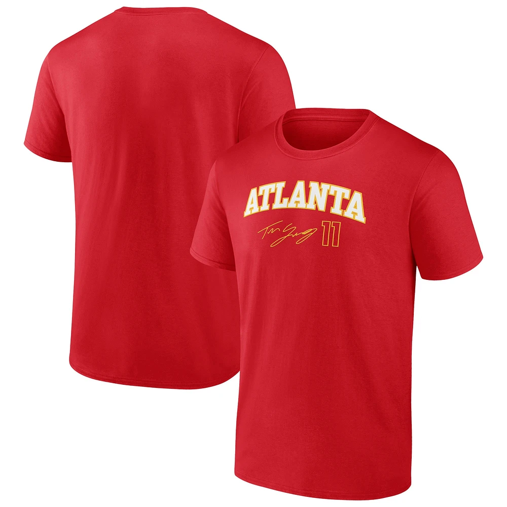 T-shirt avec nom et numéro des Atlanta Hawks Fanatics Trae Young pour hommes, rouge