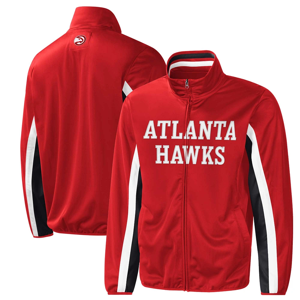 Veste de survêtement entièrement zippée G-III Sports by Carl Banks Atlanta Hawks Contender Wordmark pour homme, rouge