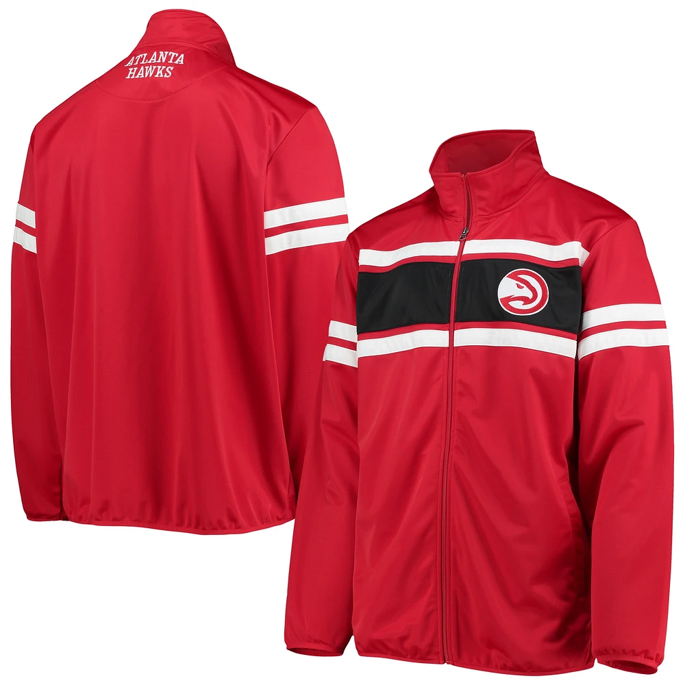 Veste de survêtement à fermeture éclair intégrale Atlanta Hawks Power Pitcher G-III Sports by Carl Banks rouge pour homme